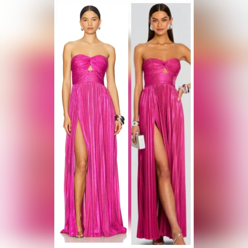 NWOT Retrofete Elora Dress XS Strapless Hot Pink Gown Maxi Dress Wedding Guest
